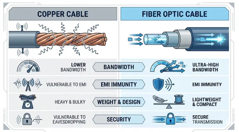 Fiber optic cable compared with copper cable for military communication advantages Fiber optic cable compared with copper cable for military communication advantages