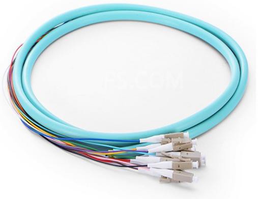 Trança ótica da fibra óptica do grupo de 12 fibras LC / UPC 50/125 OM3 OM4 - revestimento de PVC de 0.9mm